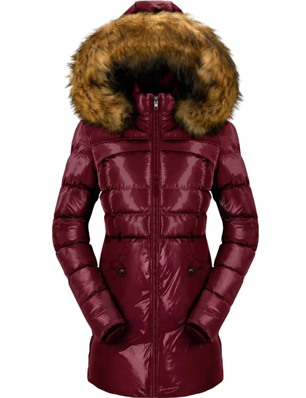 Women's Winter Puffer Coat Heavy Warm Long Parka Down Jacket with Fur Hood
