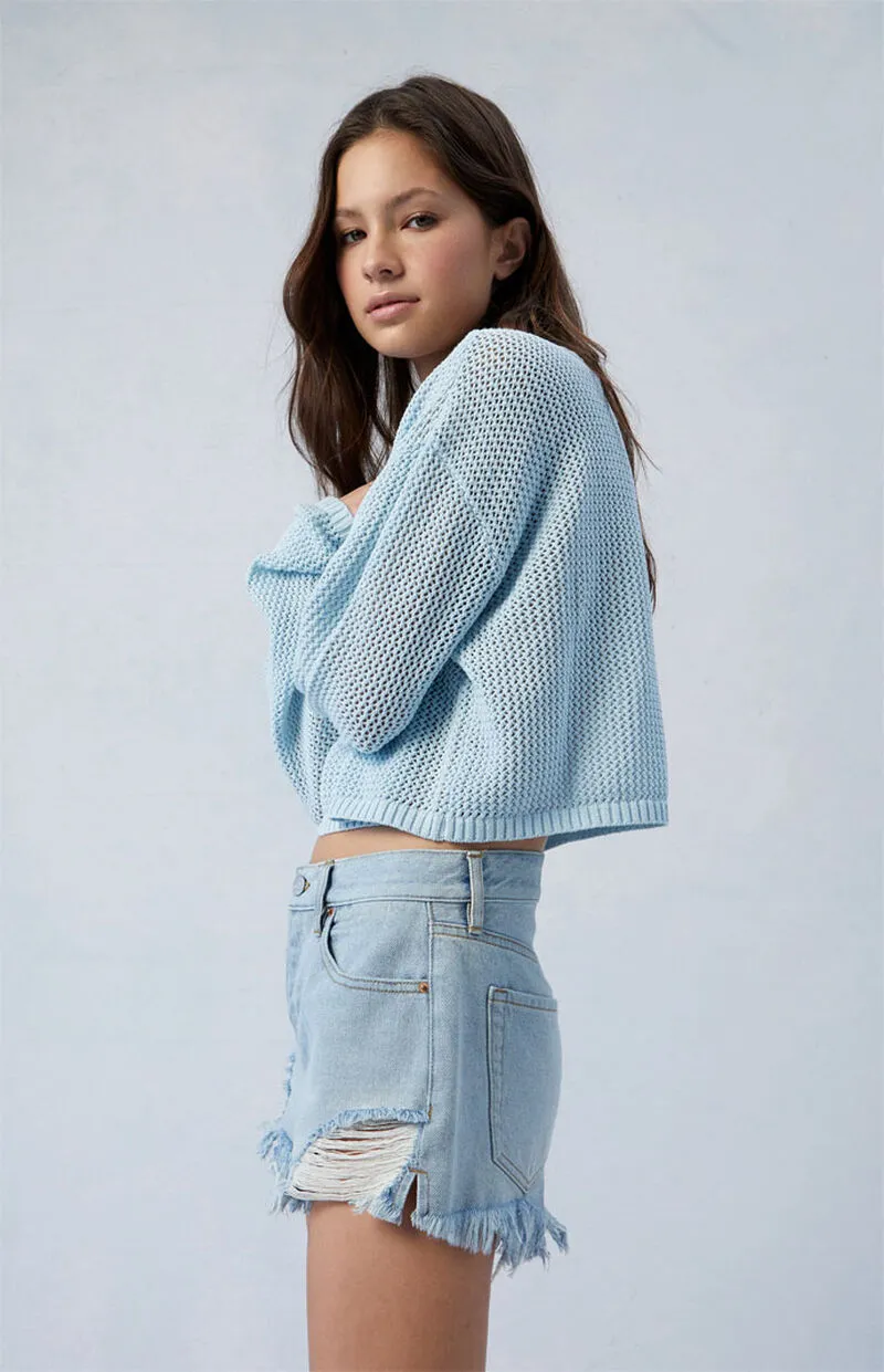 PacSun Eco Light Indigo Ripped '70s Cutoff Denim Shorts