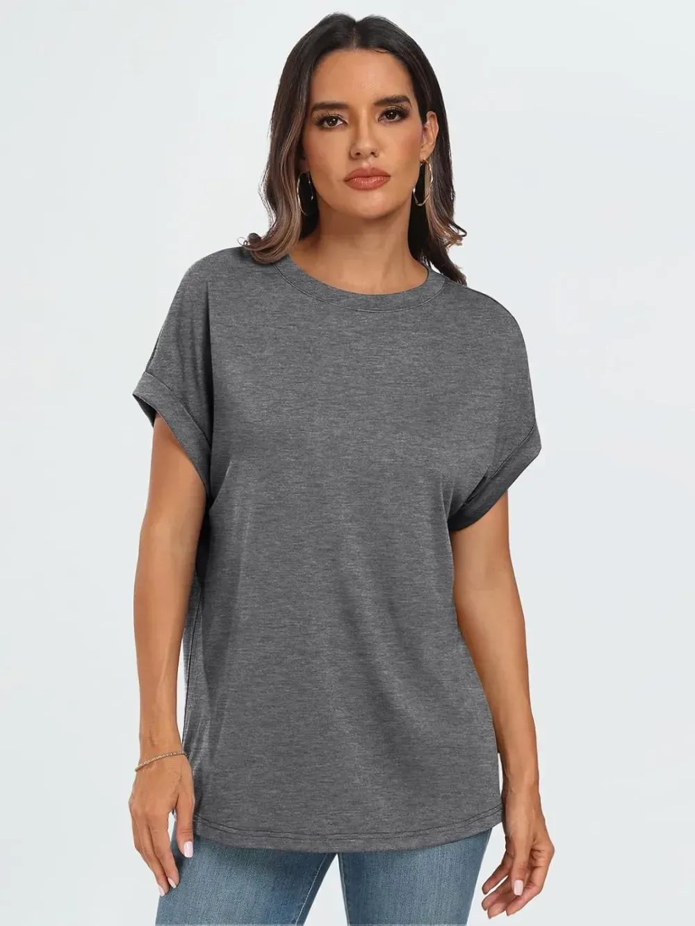 AUTOMET Women Tops Casual Basic T Shirts Loose Fit Crewneck Short Sleeve Summer Outfits