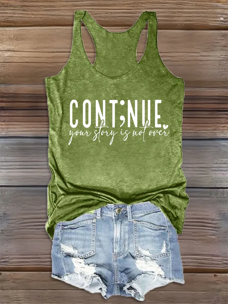 Women'S Round-Neck Sleeveless Vest Continue Prints