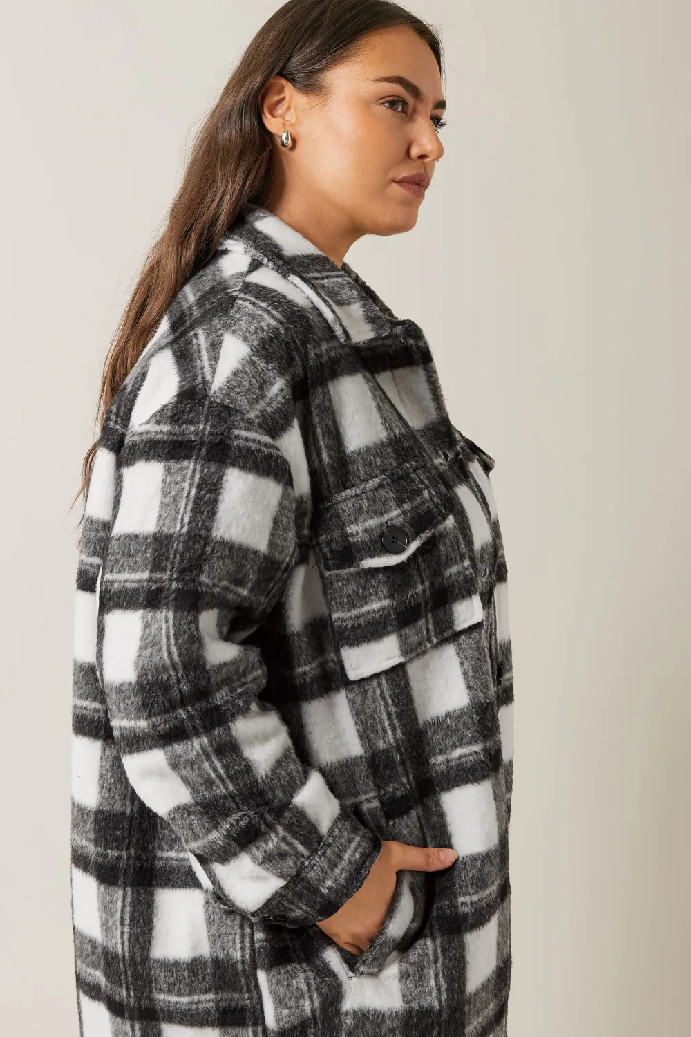 Evans Black & White Check Shacket