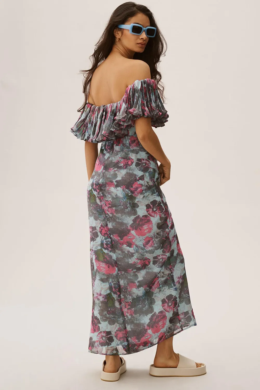 Hutch Off-The-Shoulder Ruffled Column Dress