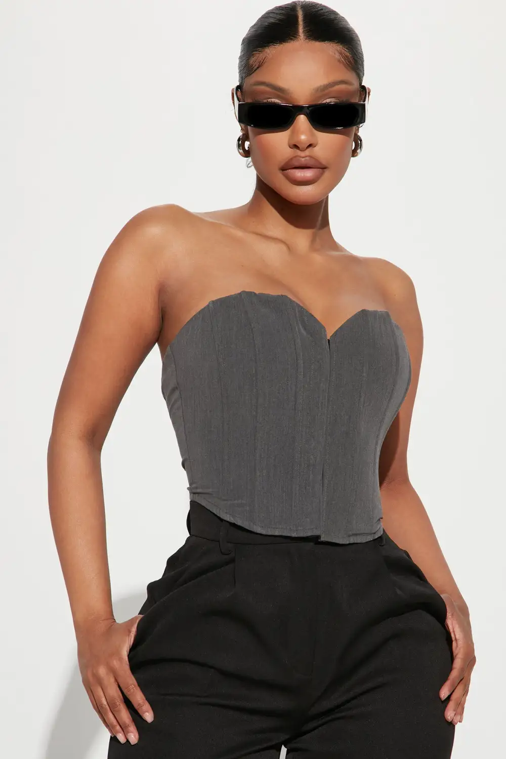 Edetta Corset Top - Grey