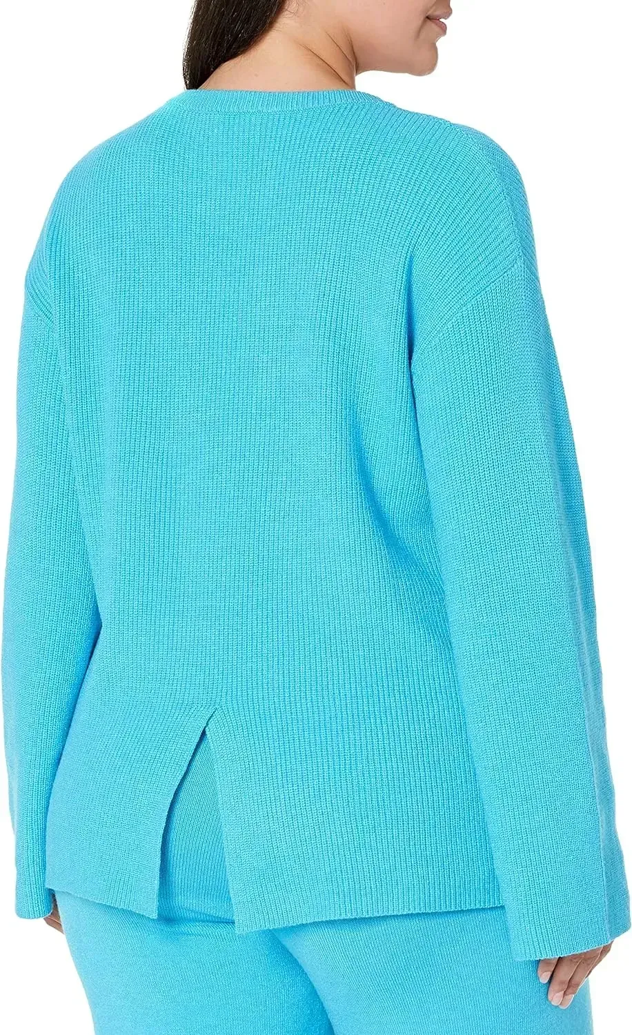 Women's Alice Crewneck Back-Slit Ribbed Pullover Sweater