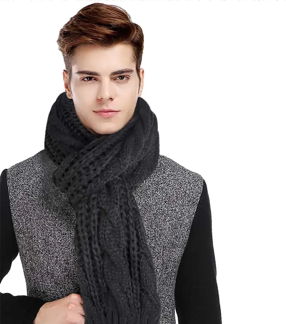 Women And Mens Winter Thick Cable Knit Wrap Chunky Long Warm Scarf