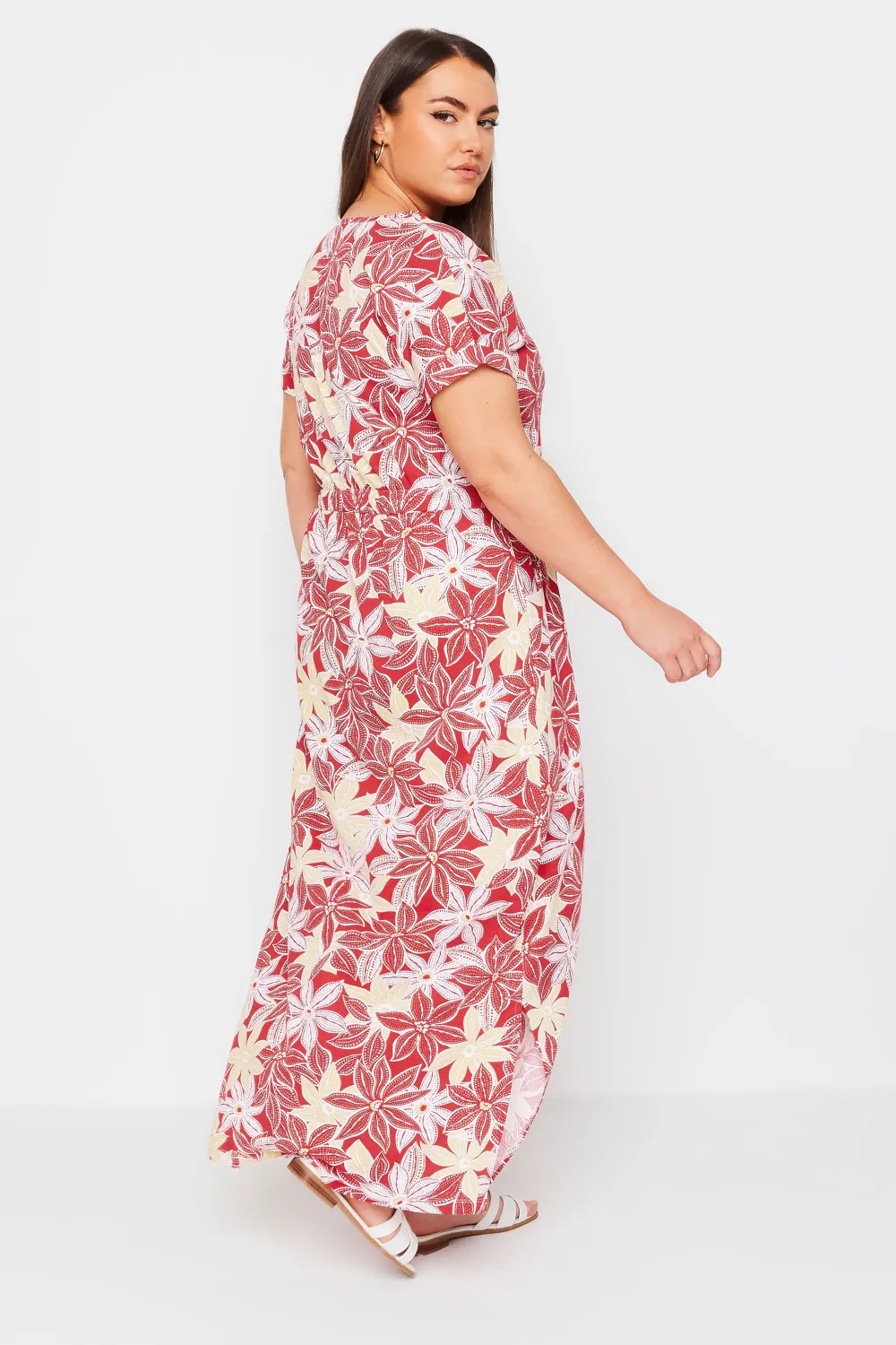 YOURS Curve Red Floral Print Maxi Dress