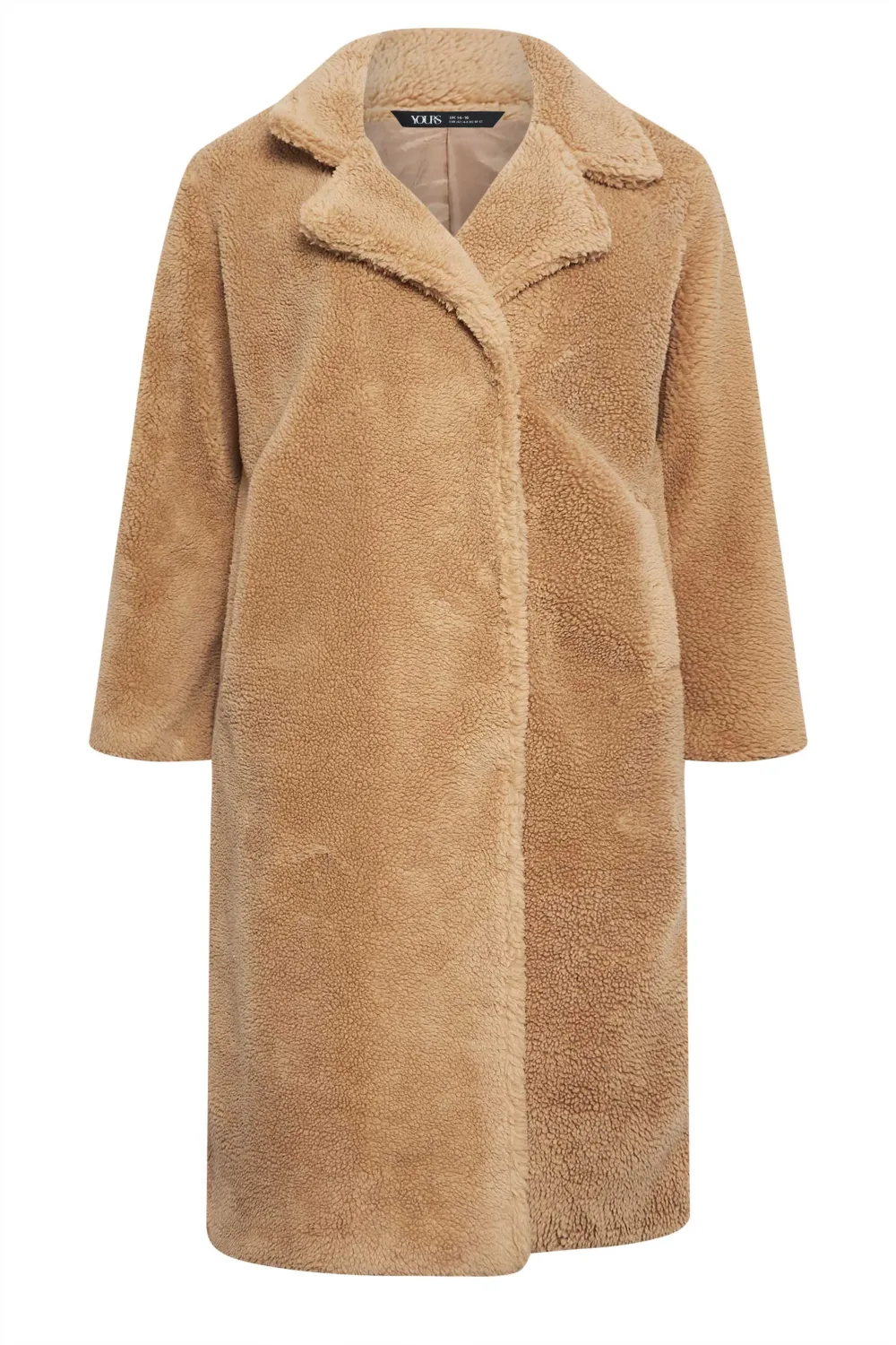 YOURS Curve Camel Brown Teddy Maxi Coat