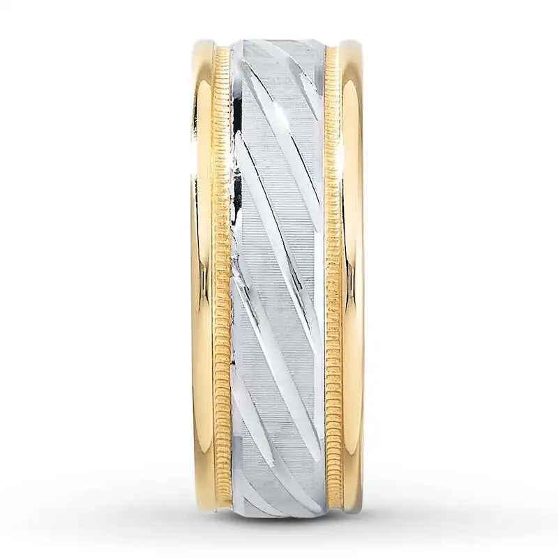 Wedding Band 10K Two-Tone Gold 8mm