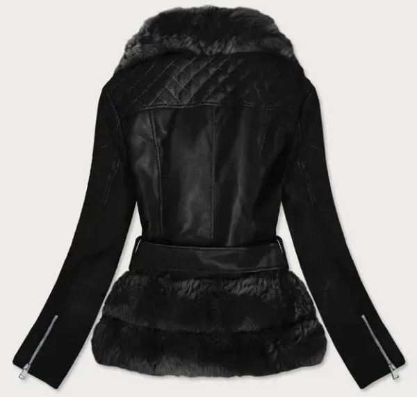 Black fur jacket Leather