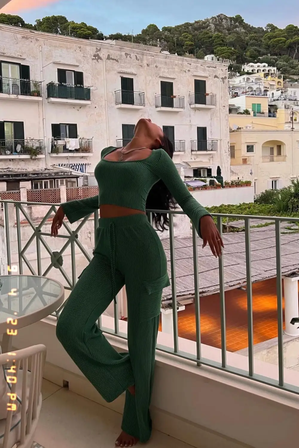 Nobody Like Me Ribbed Pant Set - Green