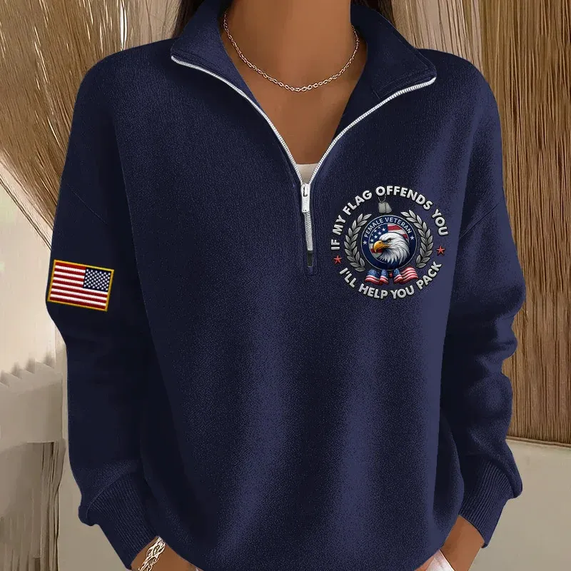 Women's Veteran Print Casual Sweatshirt