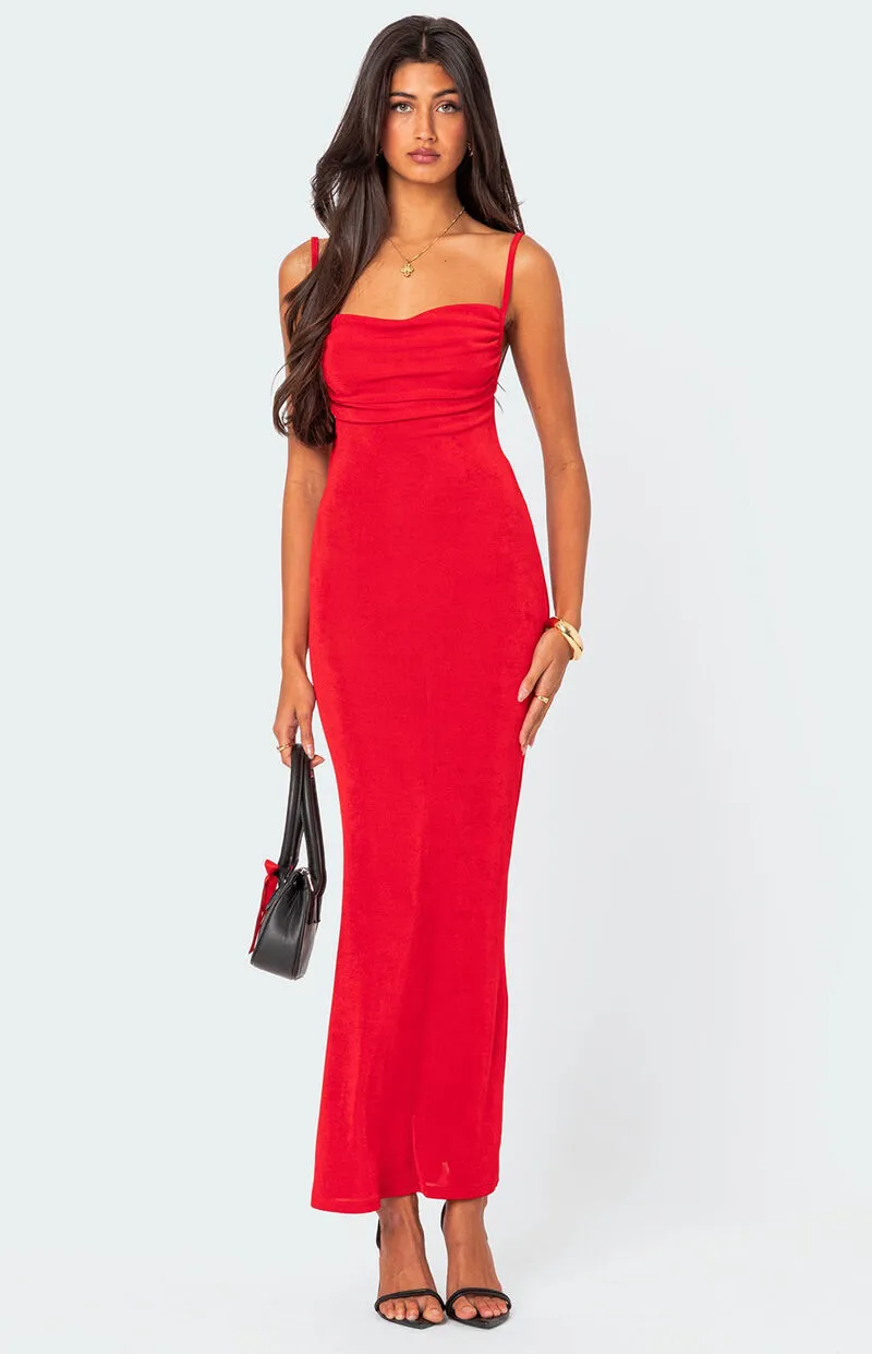 Edikted Clea Open Back Maxi Dress