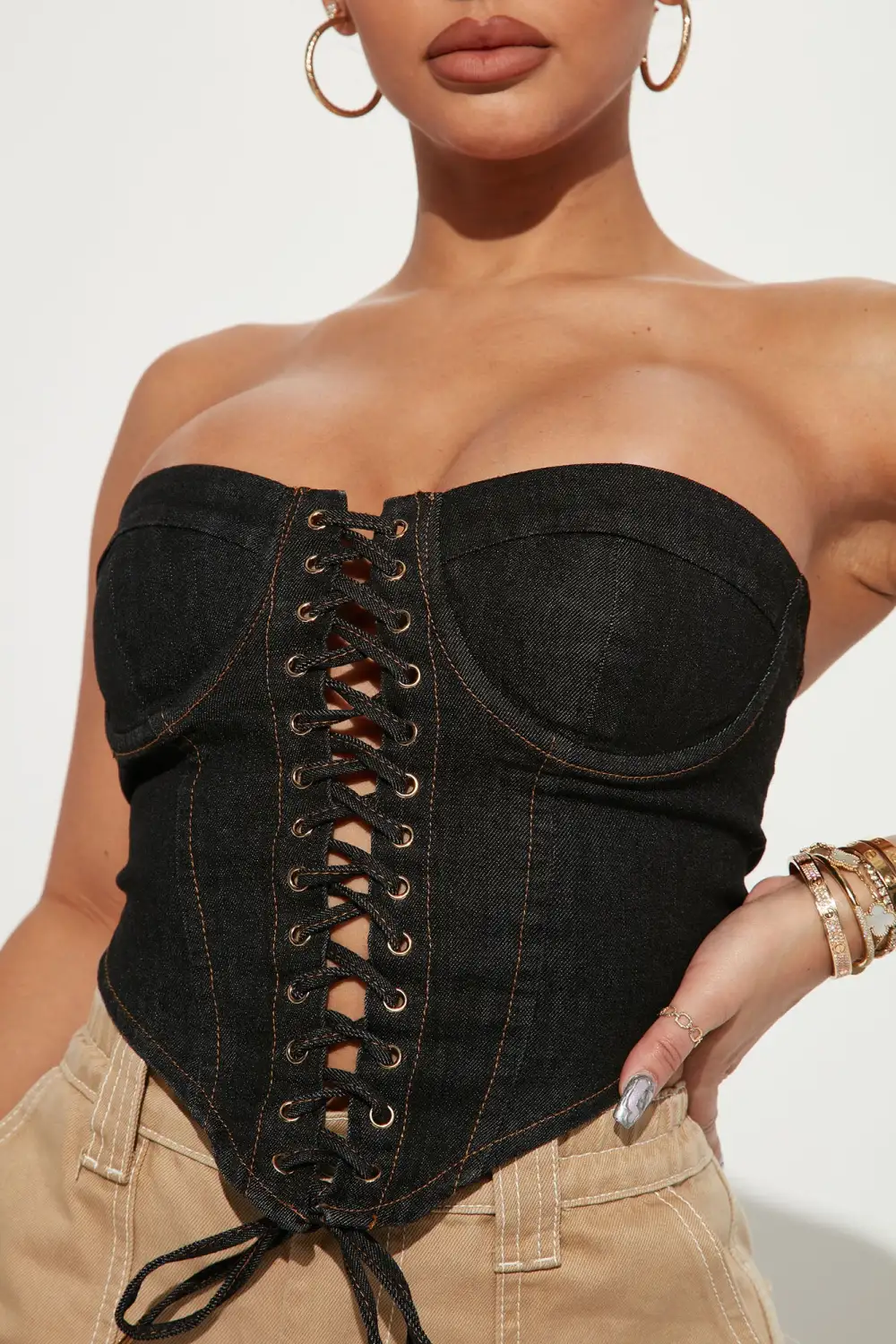 Play It Your Way Denim Corset - Dark Wash