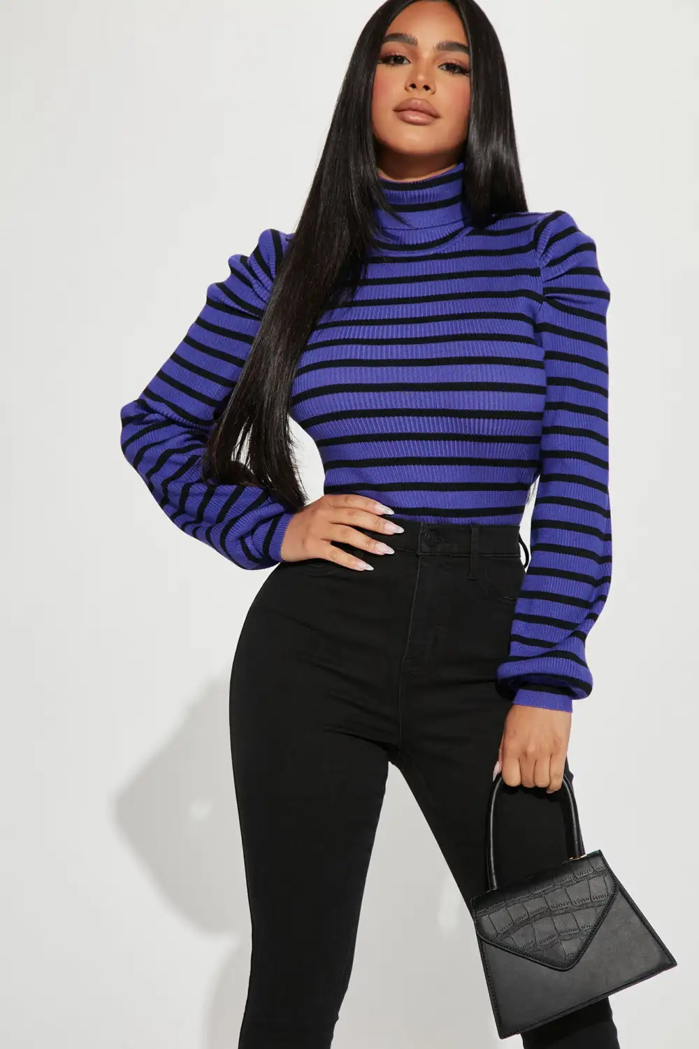 Toxic Touch Turtleneck Sweater - Blue/combo