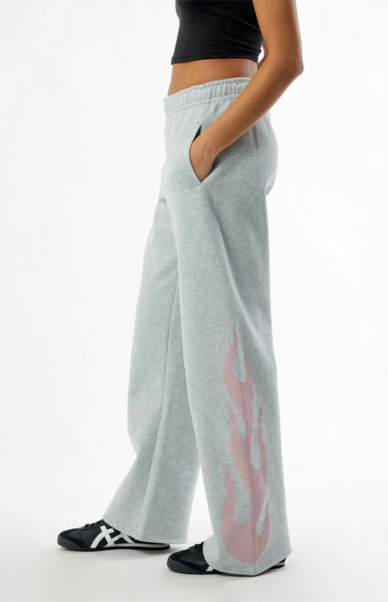 PacSun Pink Flames Baggy Sweatpants