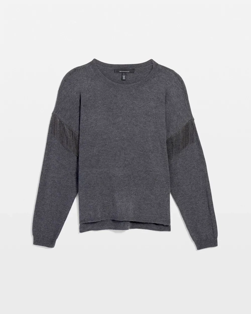 Beaded Fringe Crewneck Pullover