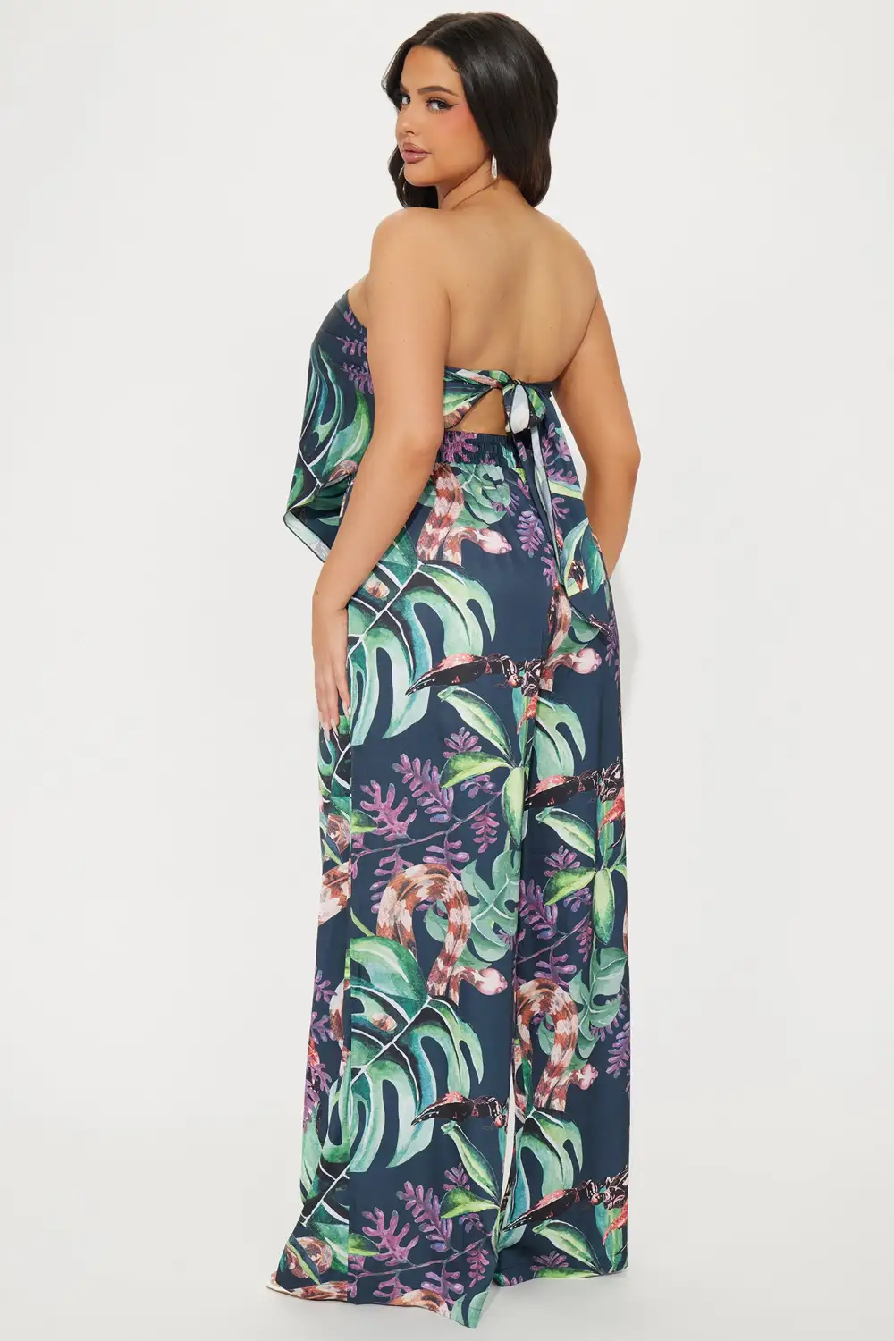 Tropical Babe Satin Pant Set - Black/combo