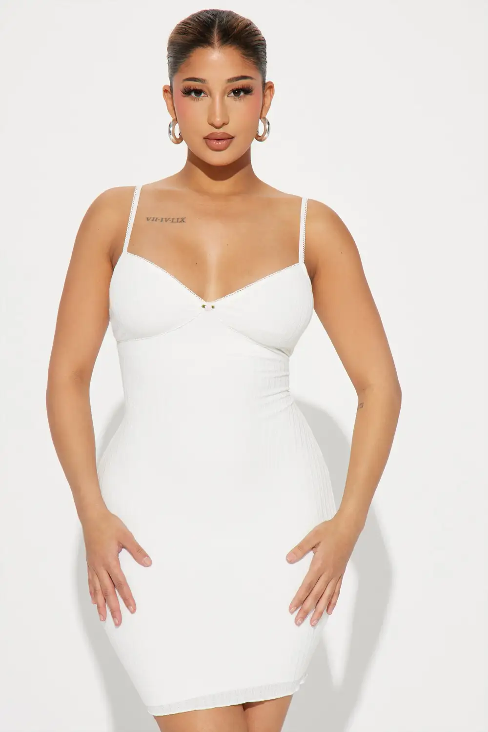 Alicia Ribbed Mini Dress - White