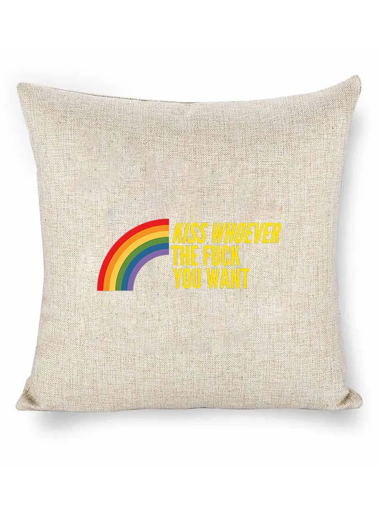 Linen Throw Pillow With Kiss Whoever The Fuck You Want Pillow