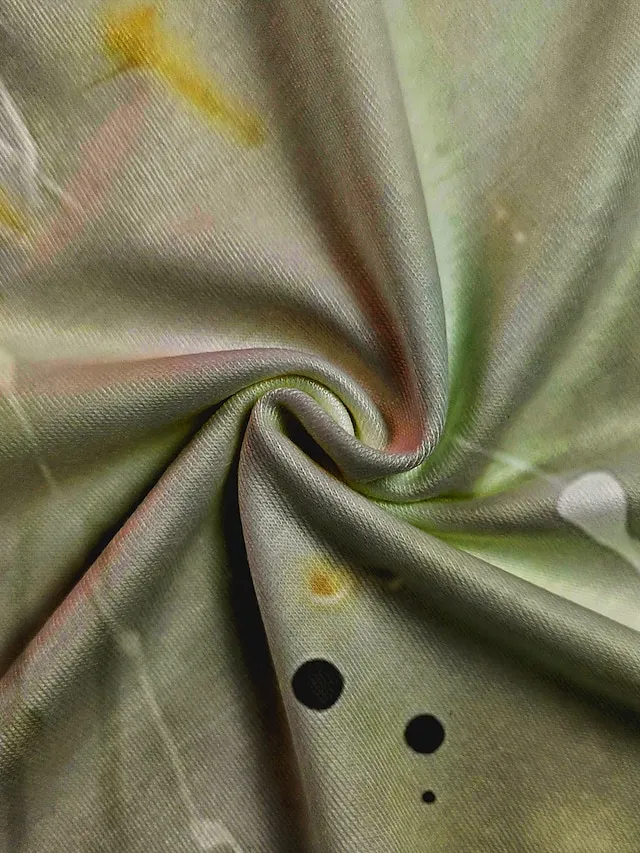 Women's T shirt Tee Grass Green Black Yellow Graphic Abstract Print Short Sleeve Daily Weekend Vintage Basic Round Neck Regular Geometric S