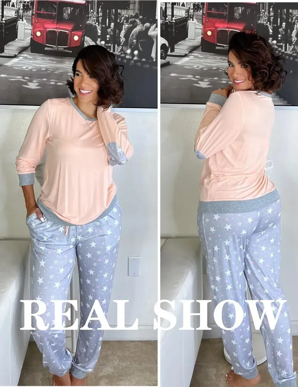 Women's Pajamas Sets Long Sleeve with Plaid Pants Soft Sleepwear O Neck 2 Piece Pjs Joggers Loung Set with Pockets