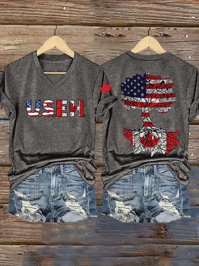 Women'S Retro USEH Print T-Shirt