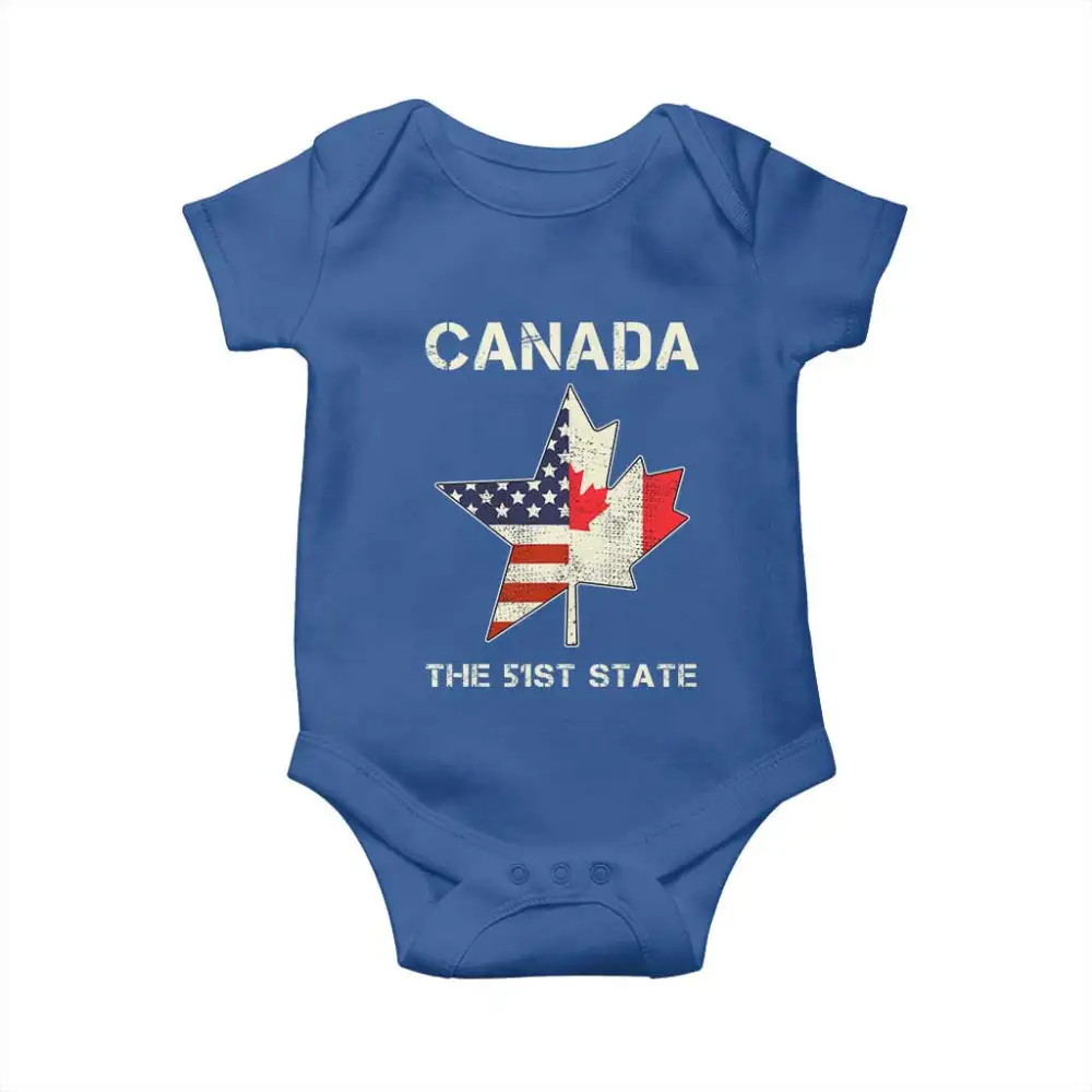 Canada The 51st State Baby Onesie Maple Canadian American Flag TS09