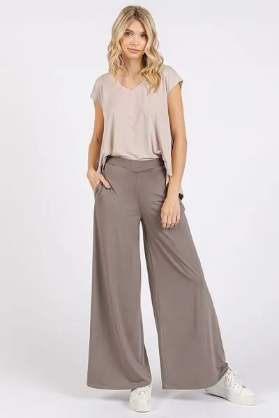 Yoga Air Stretch Elastic Waist Wide Leg Pants
