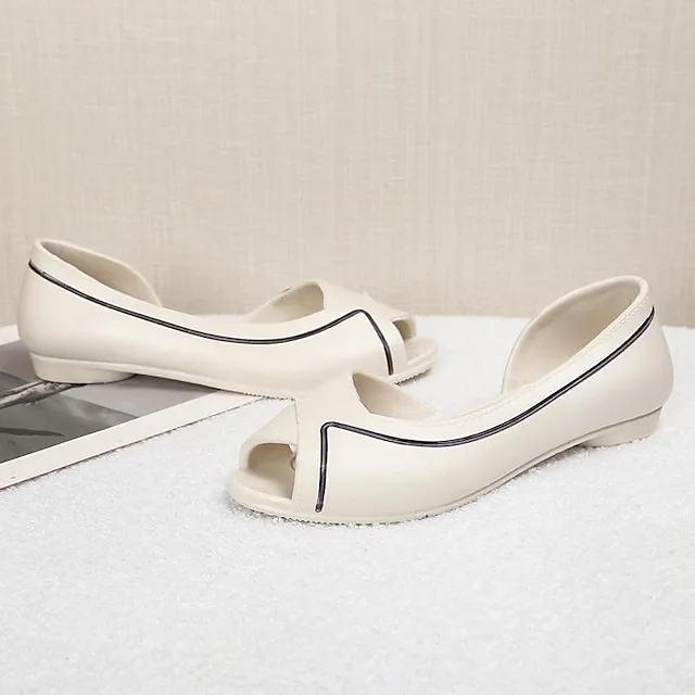 Women's Sandals Boho Bohemia Beach Daily Walking Summer Flat Heel Peep Toe Casual Comfort Minimalism EVA Loafer Striped Black White Brown