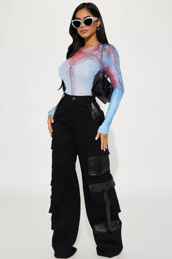 Too Hot To Handle Mesh Bodysuit - Blue/combo