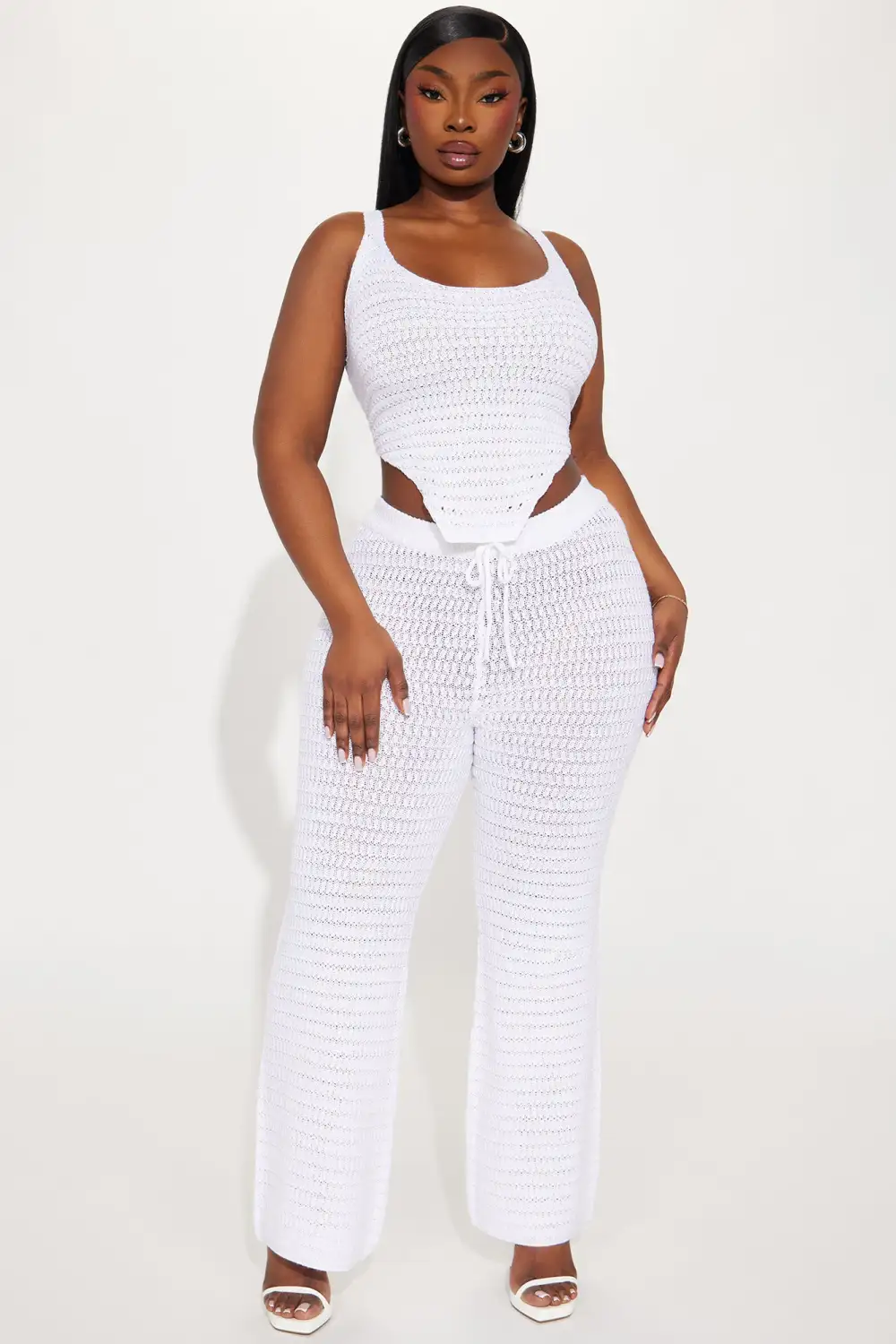 Carol Crochet Pant Set - White