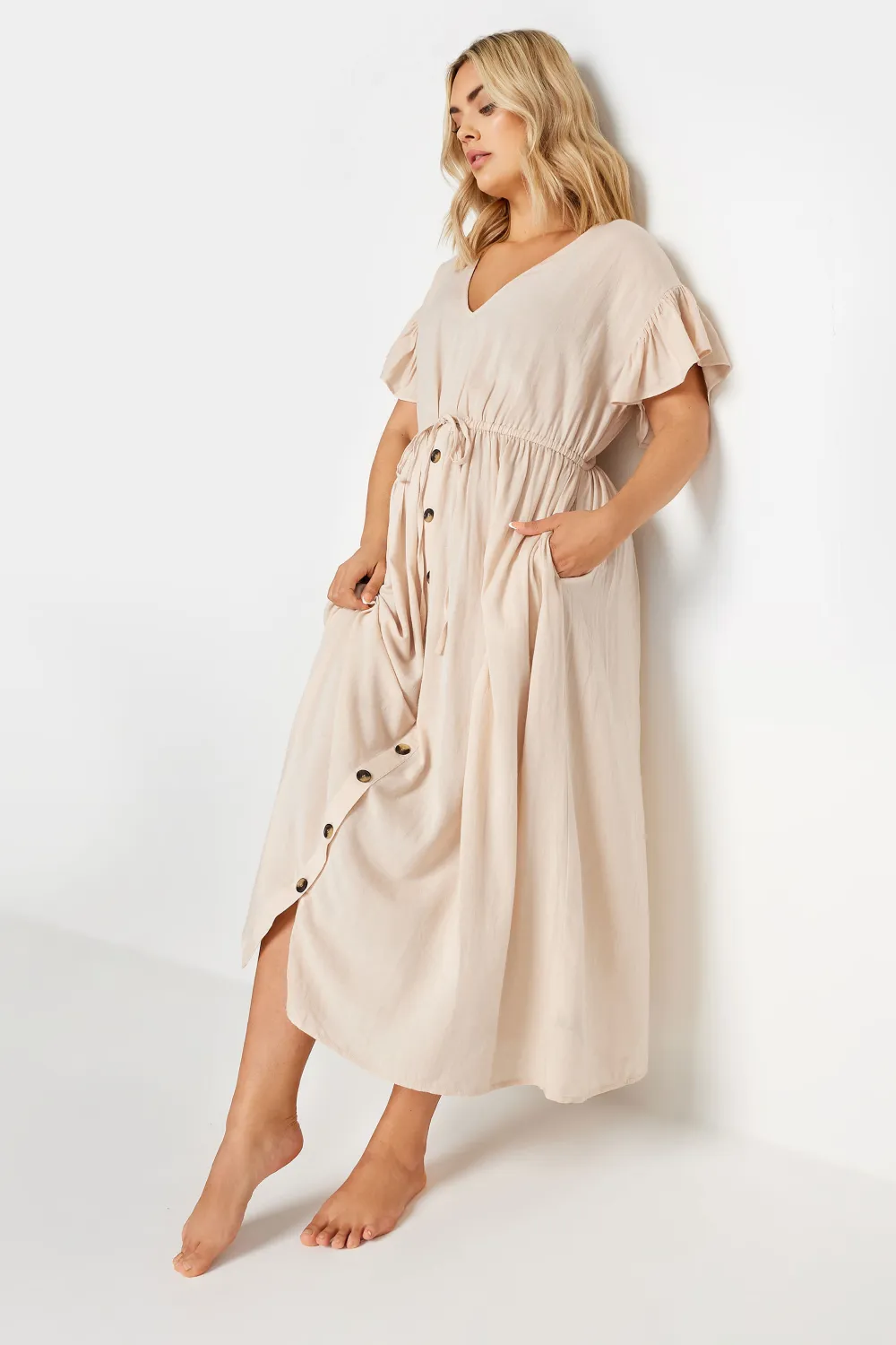 YOURS Curve Stone Brown Boho Maxi Dress