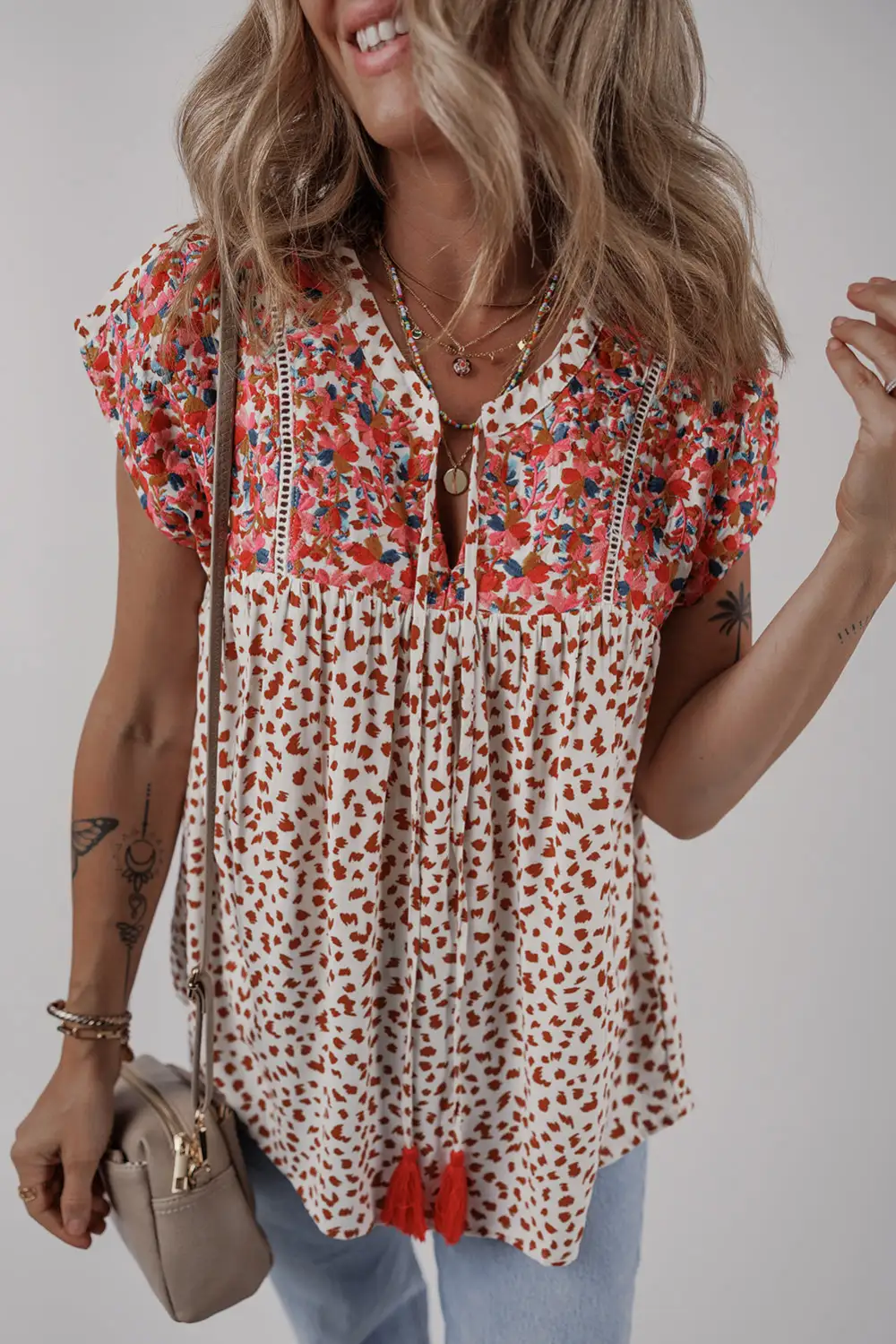 Paisley Embroidered Tie Detail Blouse