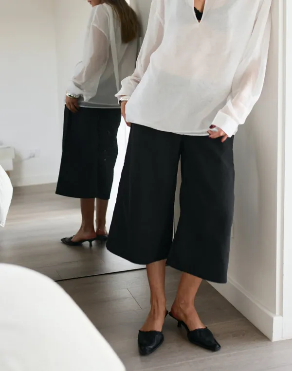 Cropped Cropped Suede Wide-Leg Pants