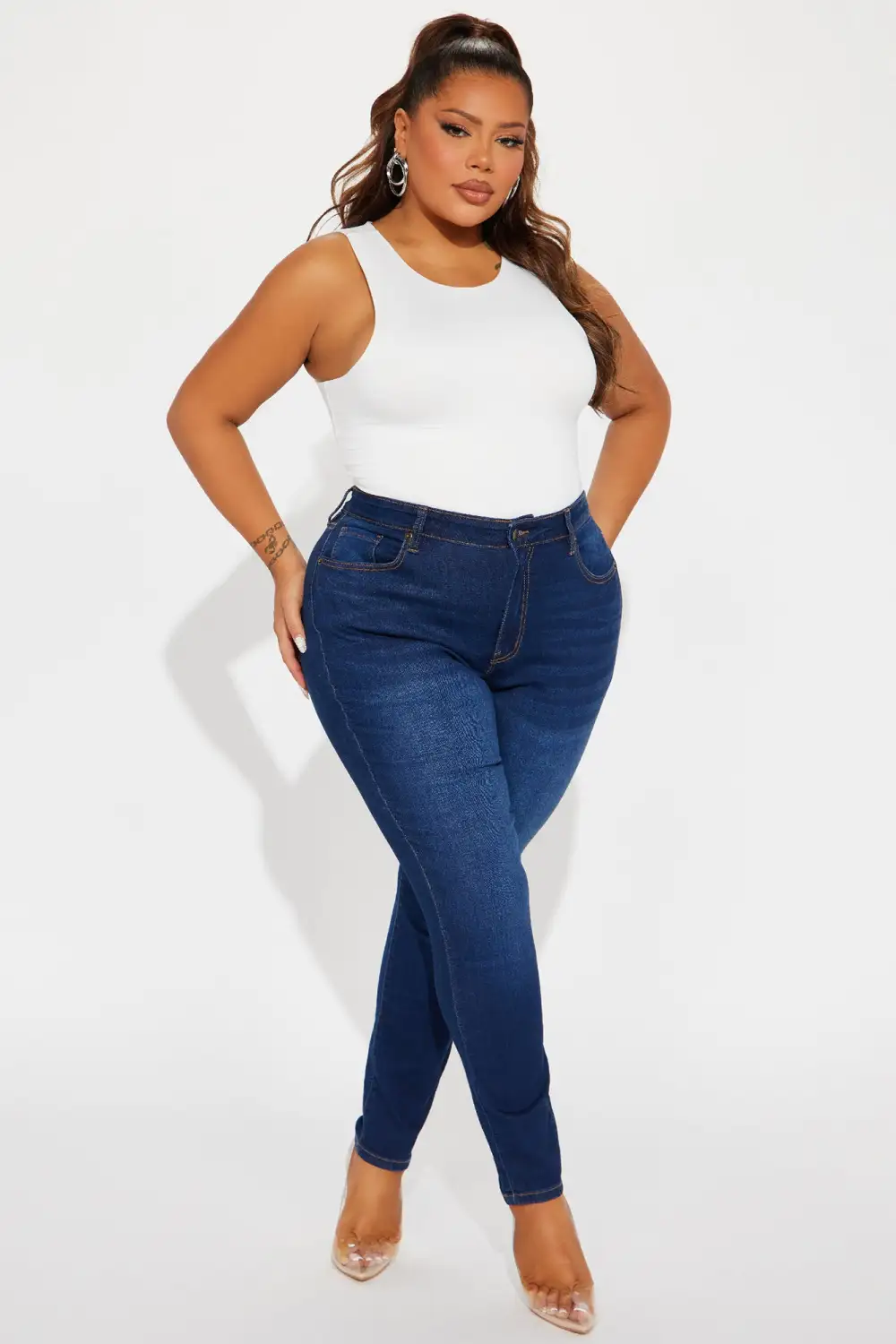 Kiley Control Curvy Stretch Skinny Jeans - Dark Wash