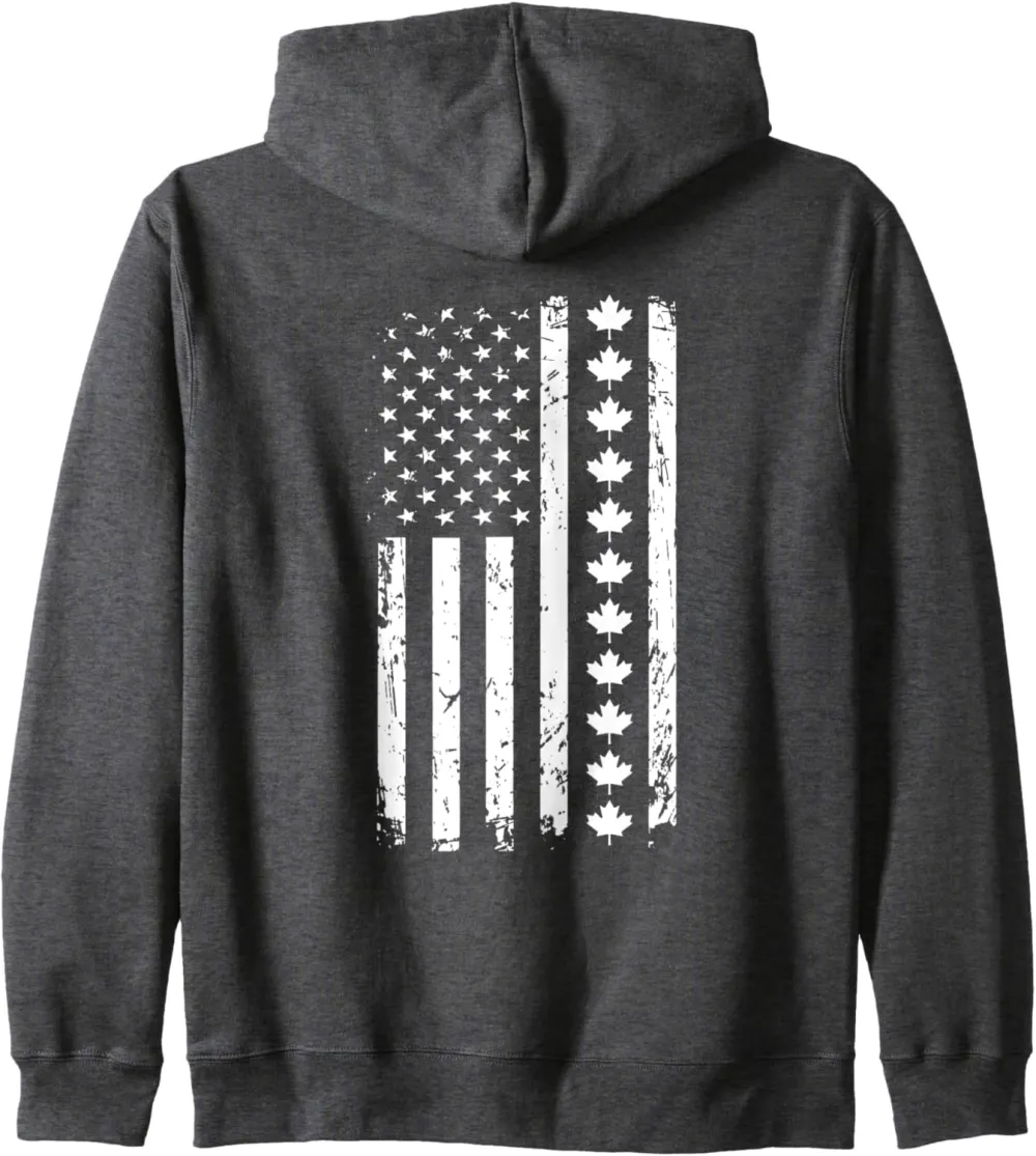 51st State Flag of America Oh Canada Welcome Maple Leaf Zip Hoodie