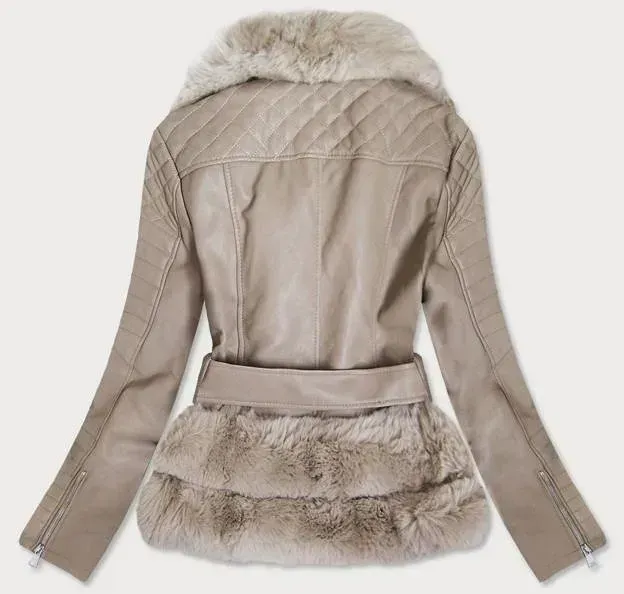 Black fur jacket Leather