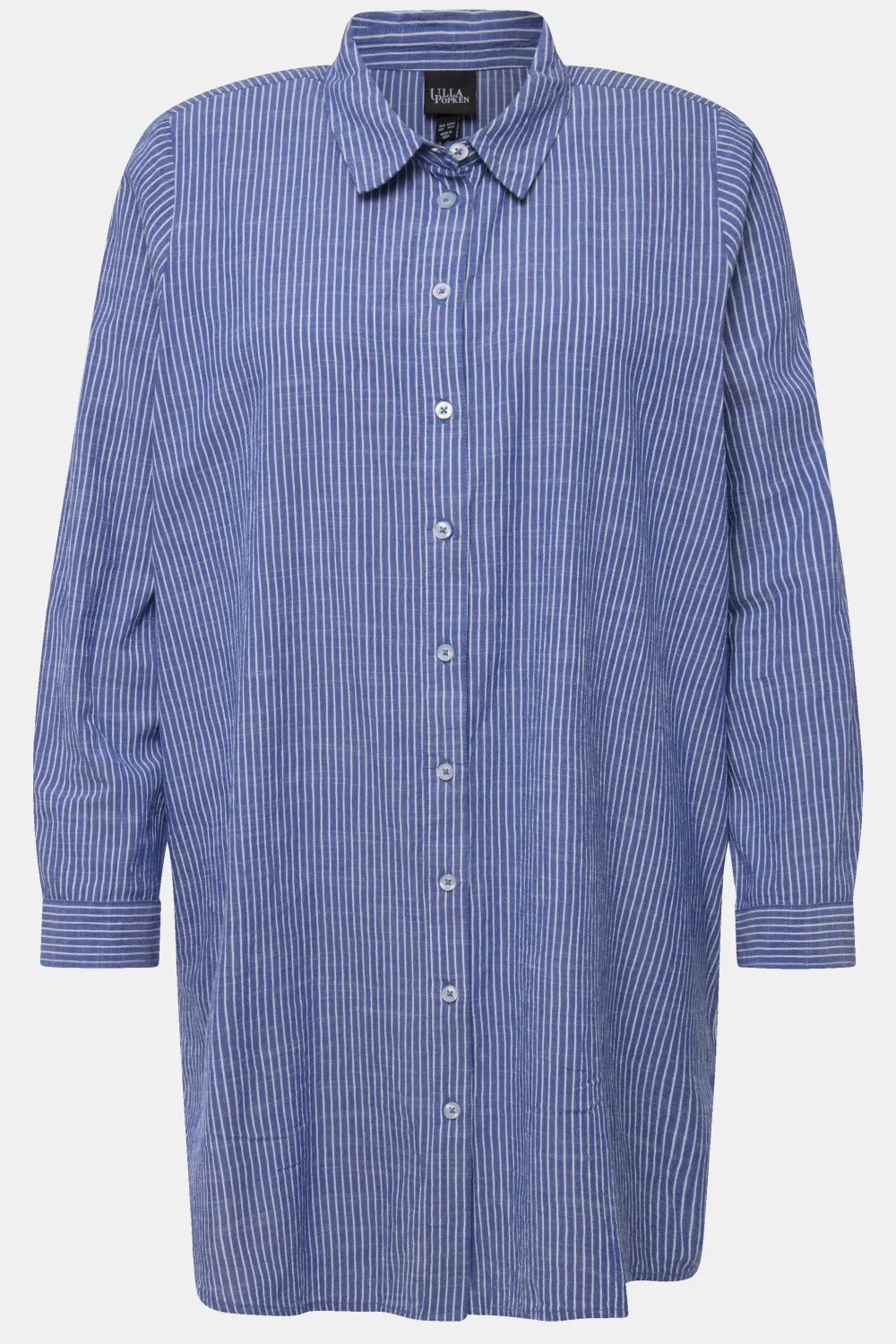 Longbluse Streifen A-Linie Hemdkragen Langarm