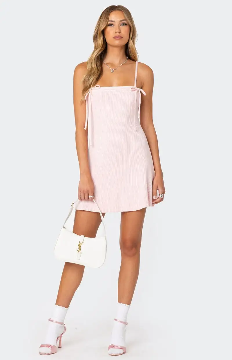 Edikted Fridah Ribbed Knit Mini Dress