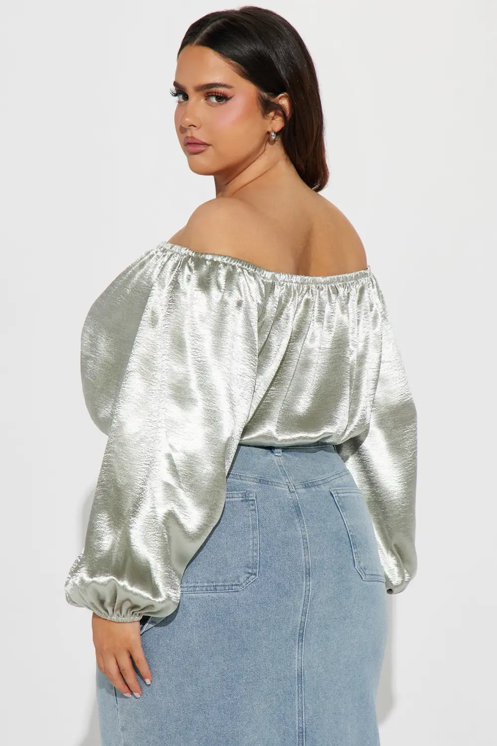 In My Element Metallic Blouse Top - Silver
