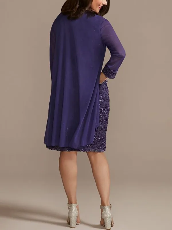 Round Neck Lace Sleeveless Dress Mesh Set