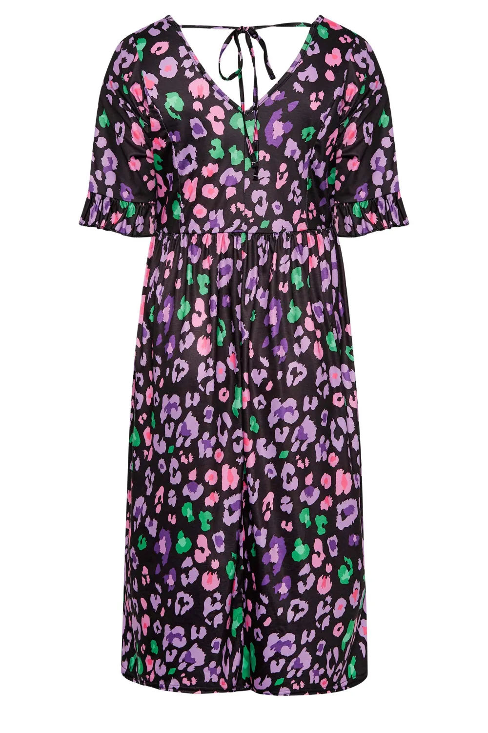 YOURS Curve Black Animal Print Smock Midi Dress