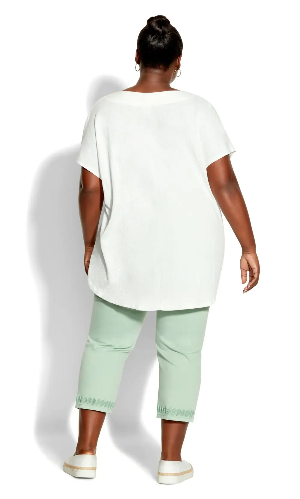 Evans Mint Green Embrioded Cropped Jeans