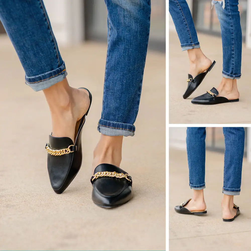 In Control Black Flat Mules