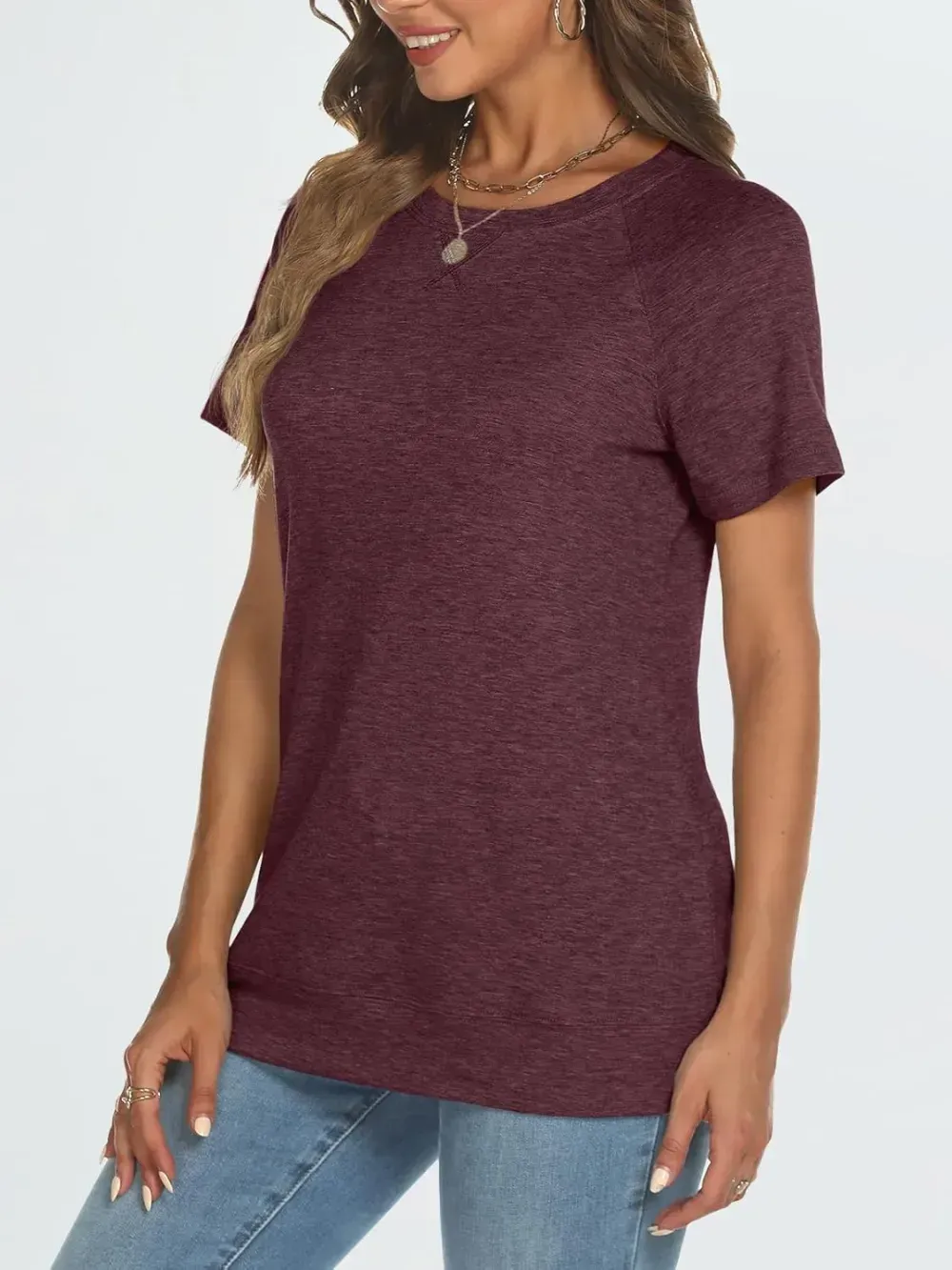 AUTOMET T Shirts Short Sleeve Crewneck Tees for Women Trendy Lightweight Soft Casual Summer Tops Clothes 2024