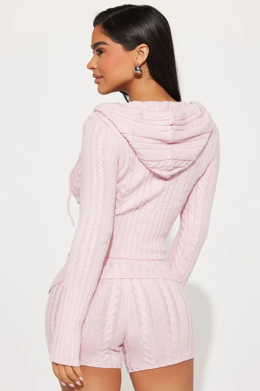 Soft Energy Sweater Short Set - Pink