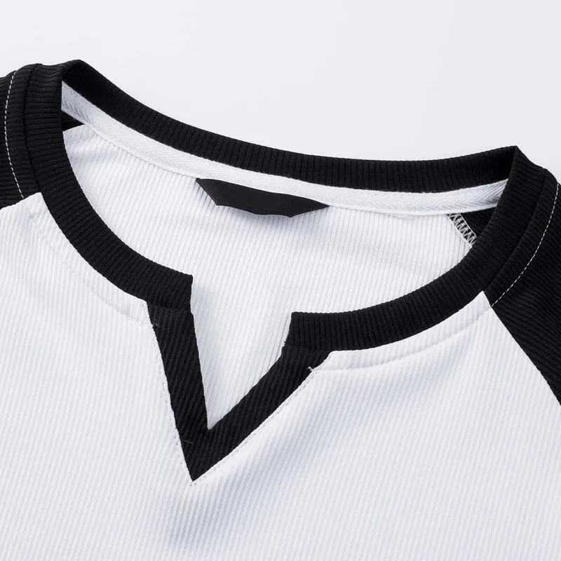 Mens Long Sleeve Muscle T Shirts Casual V-Neck Longline Ribbed Tee Shirts