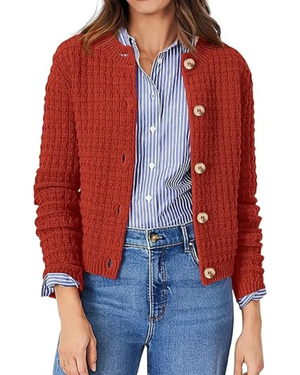 Women's Knit Cardigan Sweaters Casual Long Sleeve Open Front Button Down Trendy Jackets Outerwear