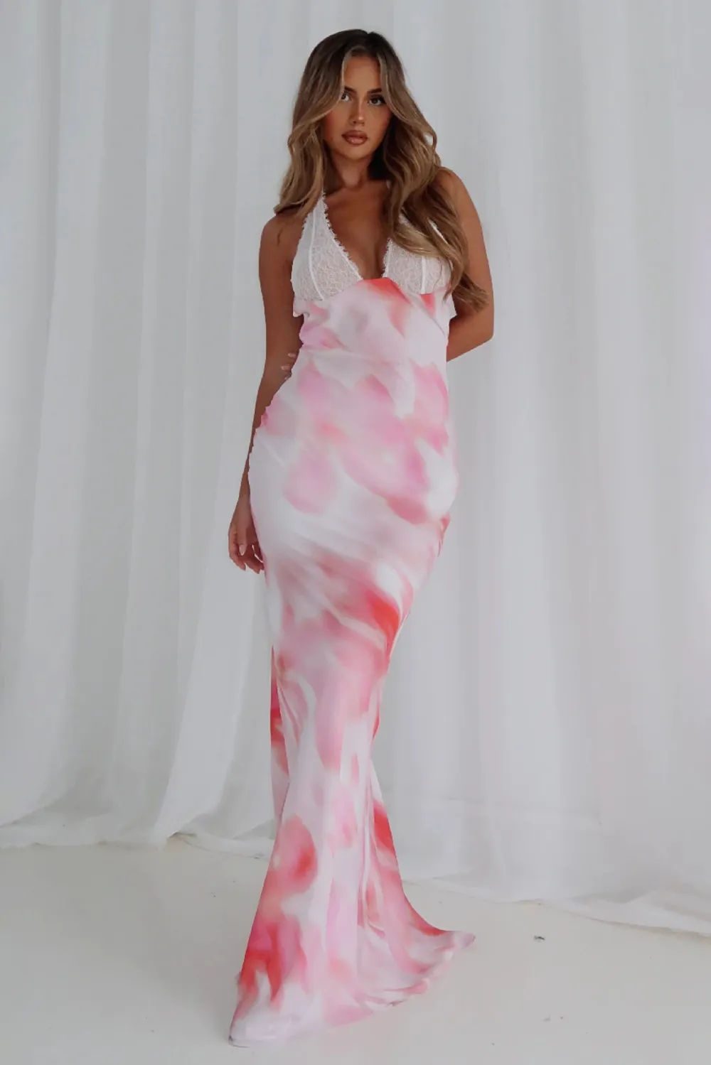Sheer Embellished Scoop Neck Evening Gown in Almond
