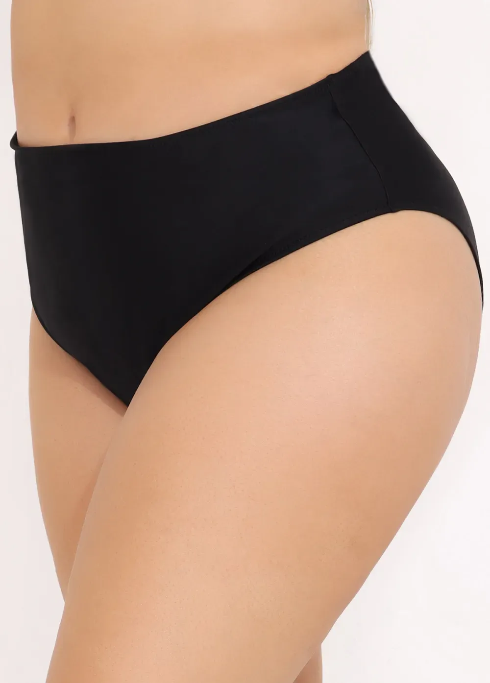 Mid Waist Black Bikini Bottom for Women